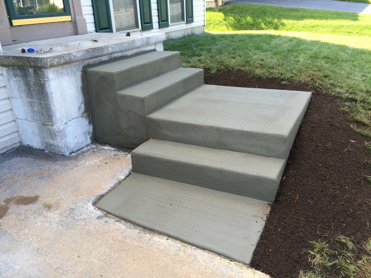 A concrete staircase with steps leading to the ground.