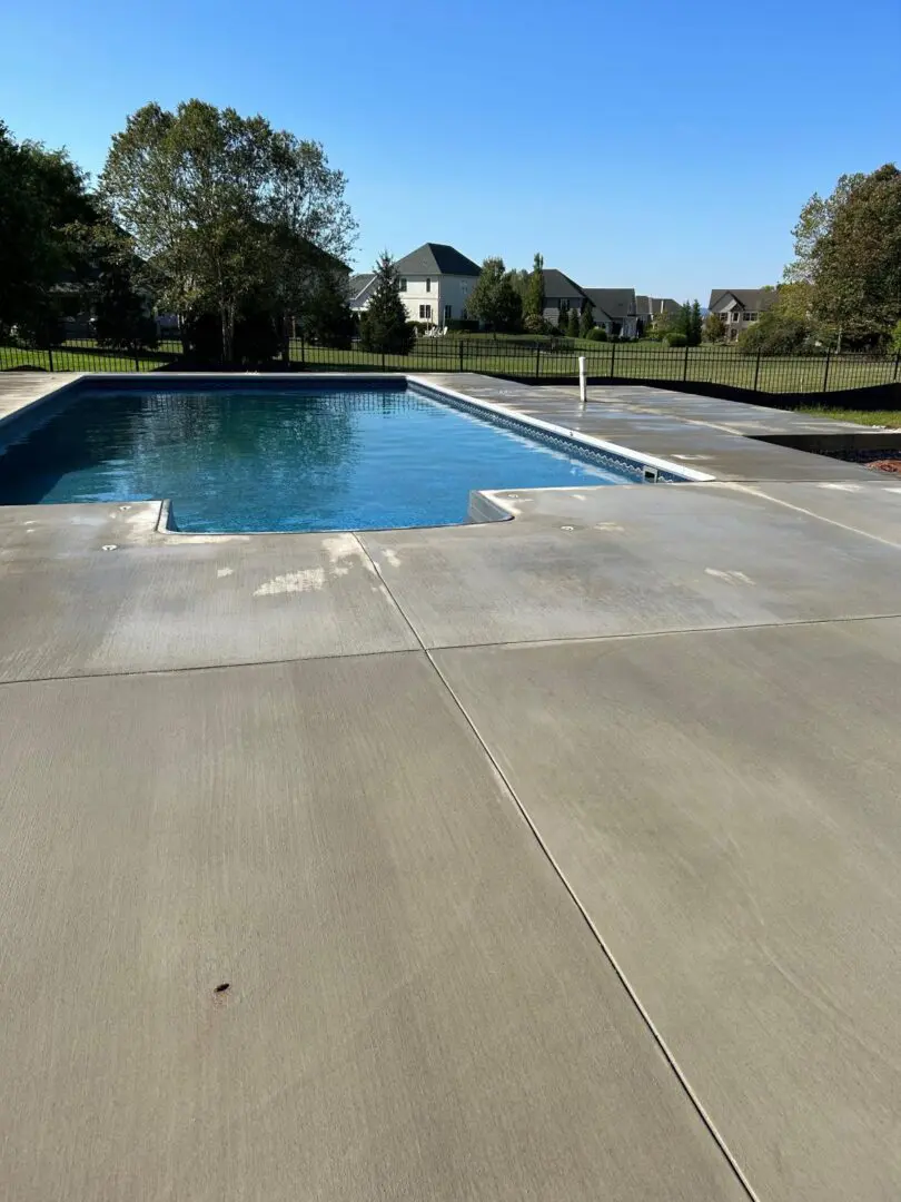 A pool that has been cleaned and is ready for use.