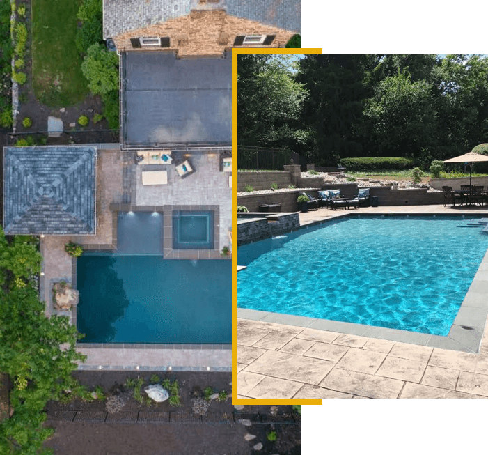 A picture of an aerial view of a pool.